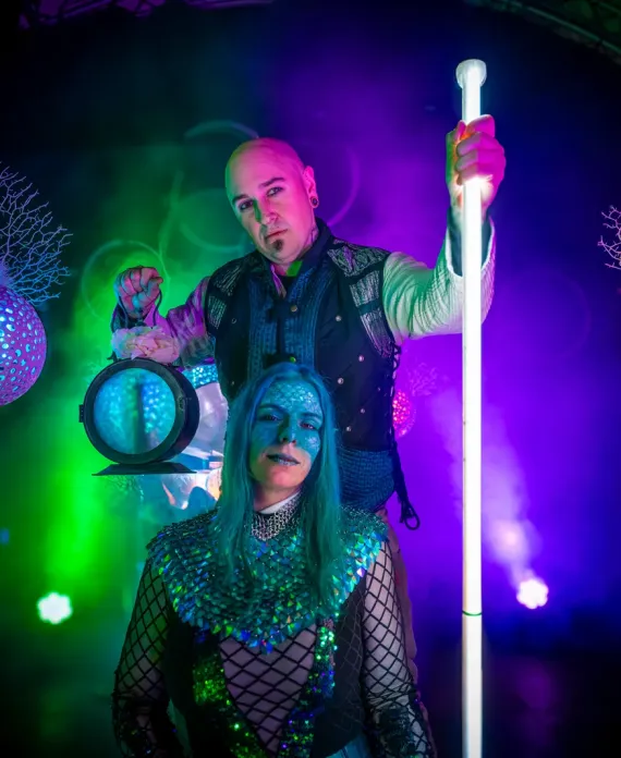 Showact mit Lichttechnik bei Firmenfeier in Chemnitz